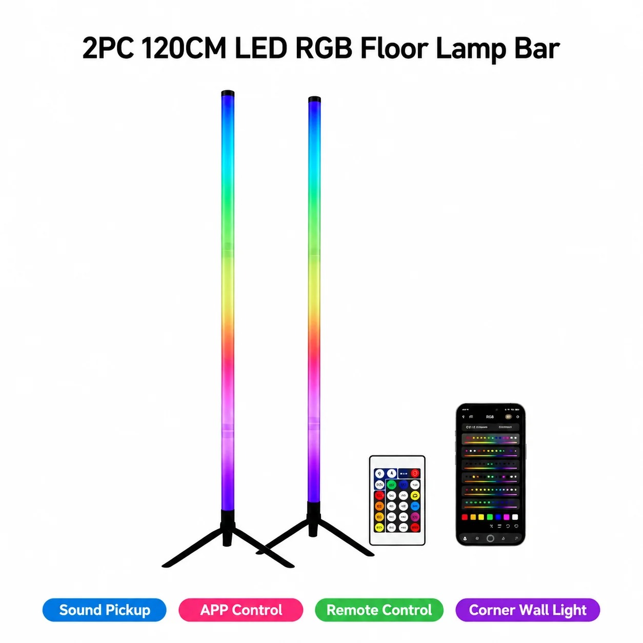 2 Adet 120CM RGB Yer Lambası,  - Rgb Light Strip incelemesi ve fiyatı