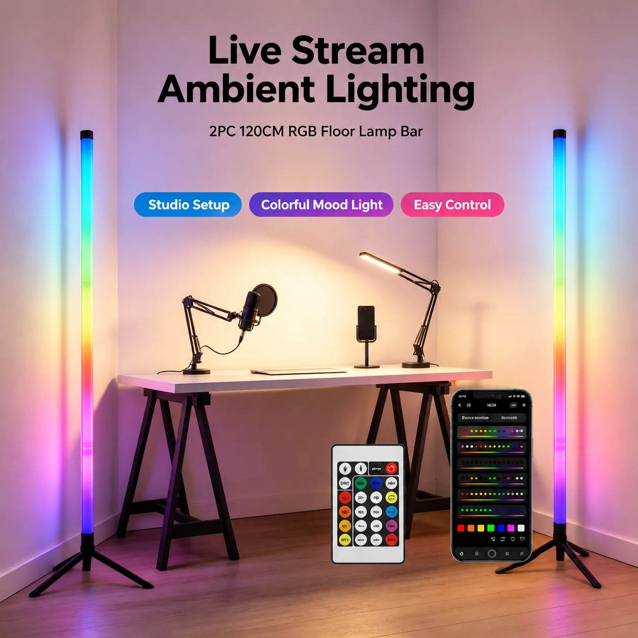 2 Adet 120CM RGB Yer Lambası,  - Rgb Light Strip incelemesi ve fiyatı